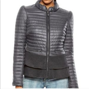 Blanc Noir | Peplum Puffer Coat in Black